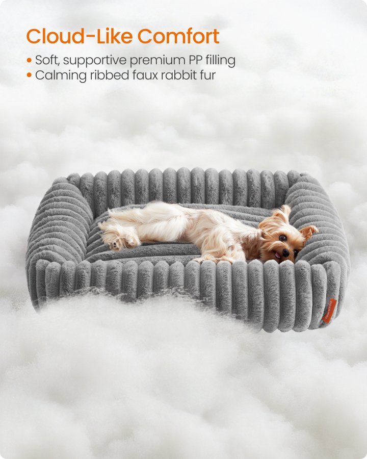 FEANDREA Hundeseng, Mellem Hundesofa, Bl�d Polstring, Vaskbar, 71 x 55 x 18 cm, Duegr� PGW311GD01