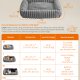 FEANDREA Hundeseng, Mellem Hundesofa, Bl�d Polstring, Vaskbar, 71 x 55 x 18 cm, Duegr� PGW311GD01