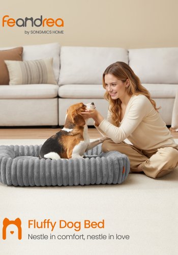 FEANDREA hundeseng, stor hundesofa, mykt trekk, vaskbar, 91 x 68 x 18 cm, duegr� PGW312GD01
