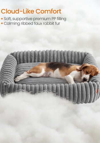 FEANDREA Hundeseng, Stor Hundesofa, Bl�d Polstring, Vaskbar, 91 x 68 x 18 cm, Duegr� PGW312GD01