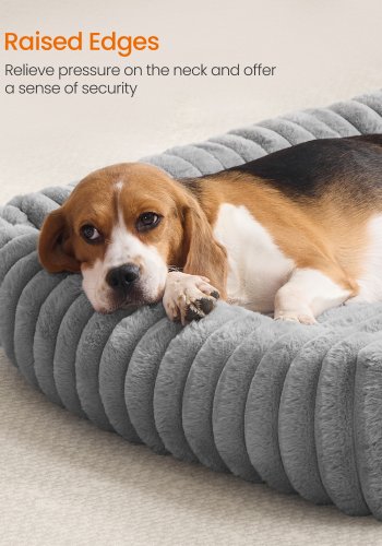 FEANDREA Hundeseng, Stor Hundesofa, Bl�d Polstring, Vaskbar, 91 x 68 x 18 cm, Duegr� PGW312GD01