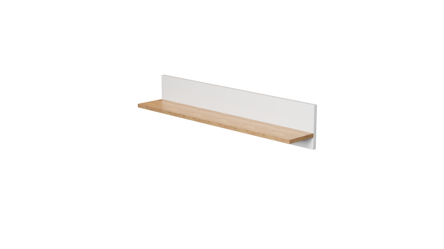 KOCOT Denver Wandregal, rechteckig - weiße und natürliche Hickory-Spanplatte