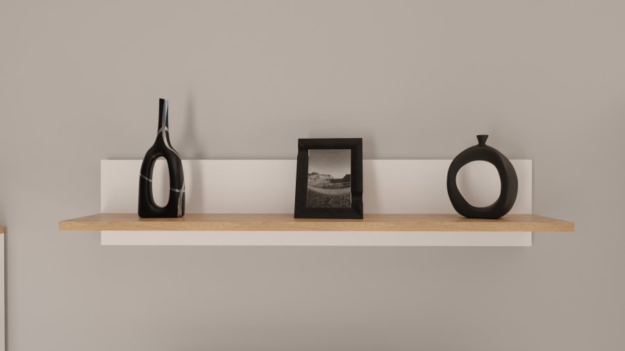 KOCOT Denver Wandregal, rechteckig - weiße und natürliche Hickory-Spanplatte