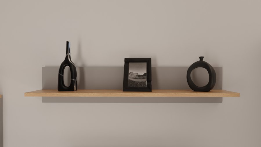 KOCOT Denver Wandregal, rechteckig - Chinchillagrau und natürliche Hickory-Spanplatte