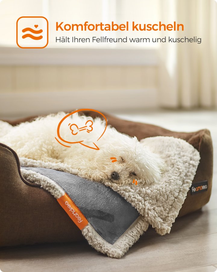 FEANDREA Vandt�t Hundet�ppe, Sherpa Fleece K�ledyrst�ppe til Miniaturehunde, Katte, 73 x 63 cm, S, Maskinvaskbar, Vendbar Hundesofabeskytter, Gr� PPB029G01