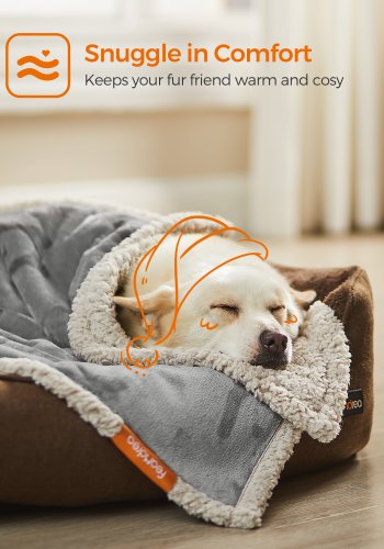 FEANDREA Vandt�t Hundet�ppe, Sherpa Fleece K�ledyrst�ppe til Miniaturehunde og Sm� Hunde, Katte, 102 x 74 cm, Vendbart Sofabetr�k, Maskinvaskbar, Gr� UPPB040G01
