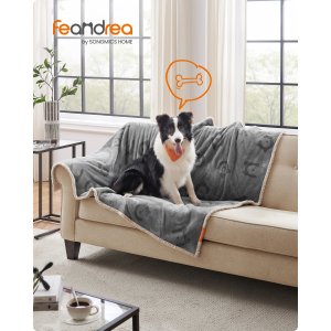FEANDREA Vandt�t Hundet�ppe, Sherpa Fleece K�ledyrst�ppe til Mellemstore og Store Hunde, Katte, 152 x 127 cm, XL, Maskinvaskbar, Vendbar Hundesofabetr�k, Gr� PPB060G01