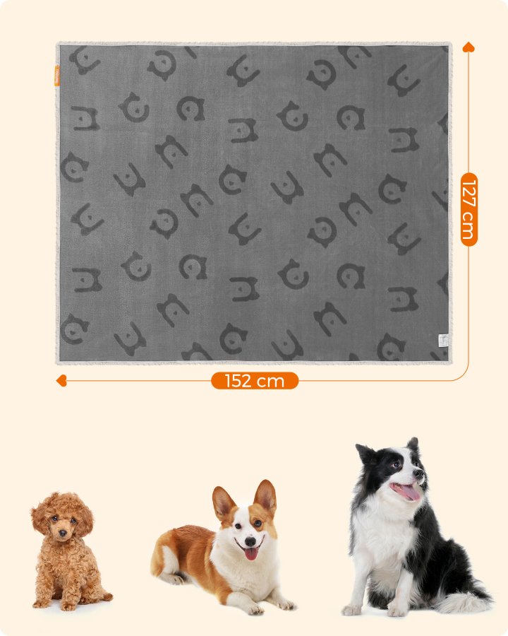 FEANDREA Vandt�t Hundet�ppe, Sherpa Fleece K�ledyrst�ppe til Mellemstore og Store Hunde, Katte, 152 x 127 cm, XL, Maskinvaskbar, Vendbar Hundesofabetr�k, Gr� PPB060G01