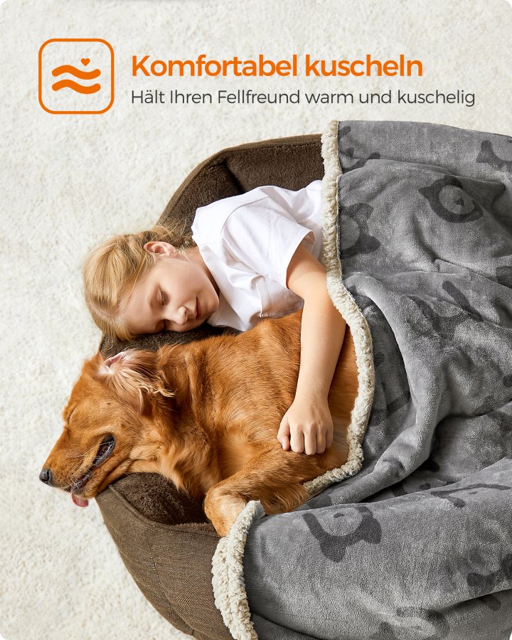 FEANDREA Vandt�t Hundet�ppe, Sherpa Fleece K�ledyrst�ppe til Store og Ekstra Store Hunde, Katte, 203 x 152 cm, XXL, Maskinvaskbar, Vendbar Hundesofabetr�k, Gr� PPB080G01