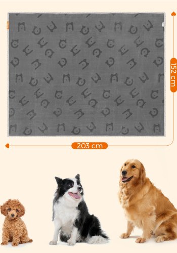 FEANDREA Vandt�t Hundet�ppe, Sherpa Fleece K�ledyrst�ppe til Store og Ekstra Store Hunde, Katte, 203 x 152 cm, XXL, Maskinvaskbar, Vendbar Hundesofabetr�k, Gr� PPB080G01