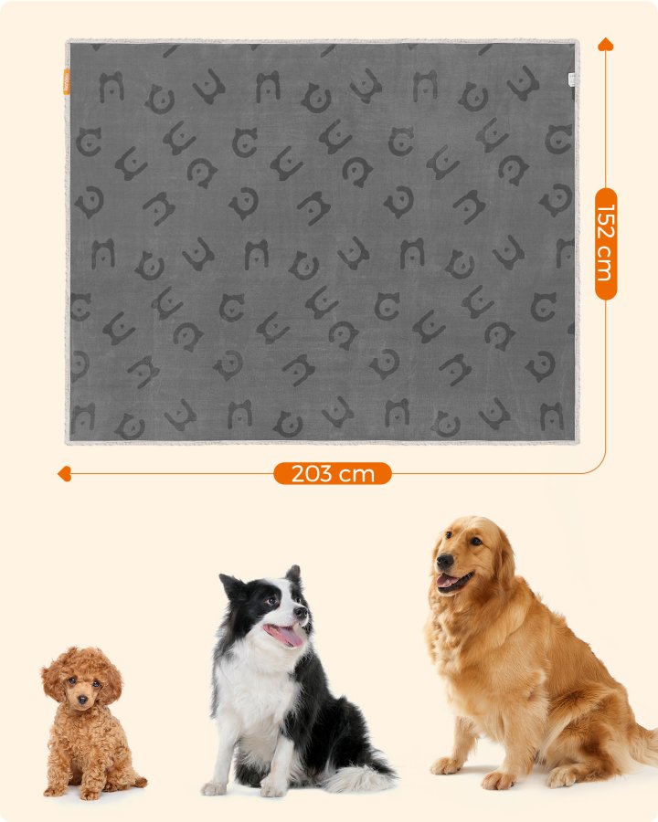FEANDREA Vandt�t Hundet�ppe, Sherpa Fleece K�ledyrst�ppe til Store og Ekstra Store Hunde, Katte, 203 x 152 cm, XXL, Maskinvaskbar, Vendbar Hundesofabetr�k, Gr� PPB080G01