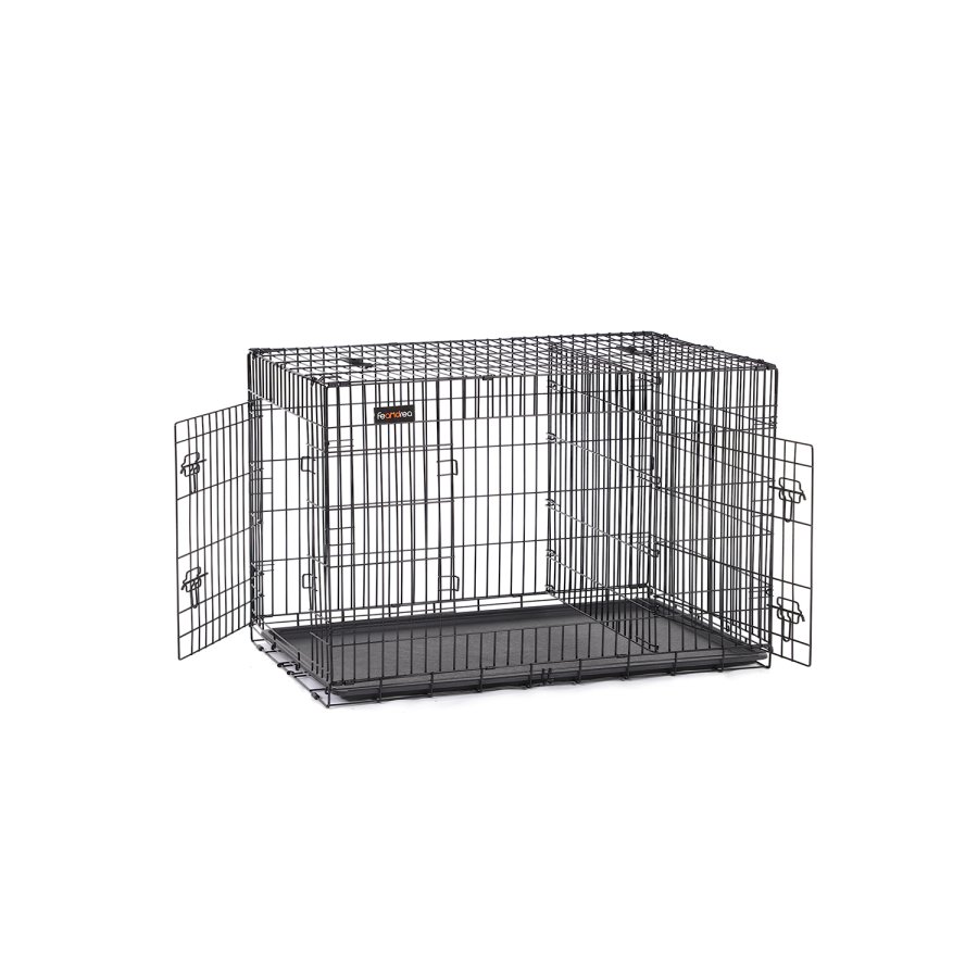 FEANDREA Hundebur, Hundebur med 2 d�re, 122 x 74,5 x 80,5 cm, Sort PPD48BK