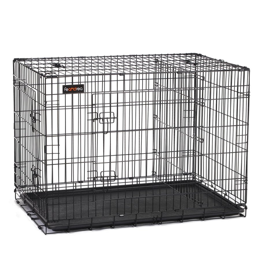 FEANDREA Hundebur, Hundebur med 2 d�re, 122 x 74,5 x 80,5 cm, Sort PPD48BK