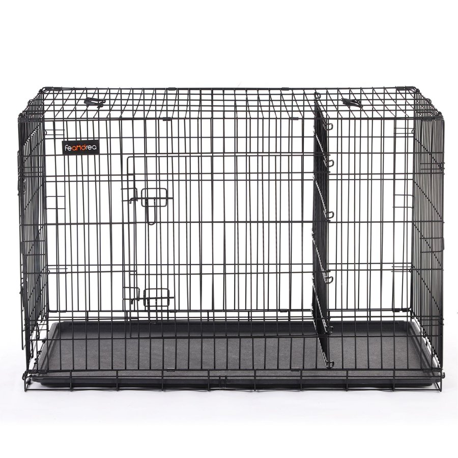 FEANDREA Hundebur, Hundebur med 2 d�re, 122 x 74,5 x 80,5 cm, Sort PPD48BK