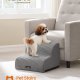 FEANDREA 2-trins hundetrappe, hundetrappe til seng, sofa, vandt�t k�ledyrstrappe med skridsikkert design, blid h�ldning, aftageligt vaskbart betr�k, h�ndtag, duegr� PPS002G01