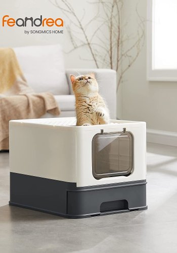 FEANDREA lukket sppelkasse, m. avtakbart brett, se, brste, anti-lekkasje - beige og svart plastik