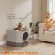 FEANDREA Kattebakke med l�g, XL lukket kattebakke med udtr�ksbakke, skovl, b�rste, til stor kat, anti-sporing, anti-l�kage, havregryn og varm gr� UPPT002G01