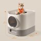 FEANDREA Kattebakke med l�g, XL lukket kattebakke med udtr�ksbakke, skovl, b�rste, til stor kat, anti-sporing, anti-l�kage, havregryn og varm gr� UPPT002G01