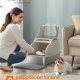 FEANDREA kattebakke i rustfrit st�l med vippel�g, XL lukket kattebakke med l�kagesikkert design, skovl, b�rste, dobbelt indgang, til katte op til 15 kg, Cappuccino Beige PPT005K01