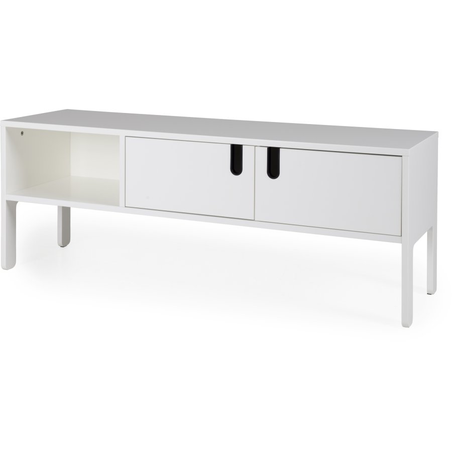 TENZO Uno TV-bord, m. 2 lger, 3 rum og plasthndtag - hvid MDF (137x40)
