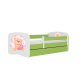 Babydreams juniorseng m bamse/sommerfugle, m. madras, sengehest, skuffe - hvid/grn laminat (140x70)