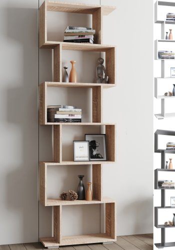 VCM NORDIC Palusa L reol, m. 6 rom - naturlig tre (H: 196,1 cm x 60 cm x 23,8 cm)