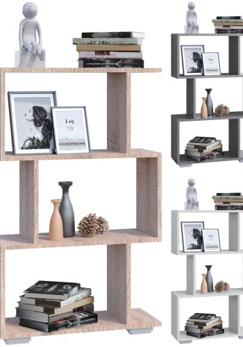 VCM NORDIC Palusa M reol, m. 3 rom - hvitt tre (H:97,4cm x60cm x 23,8cm)