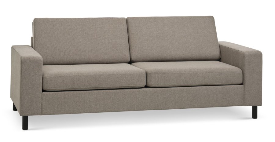 Pan 2,5-seters sofa - antilope beige polyesterstoff og svart tre