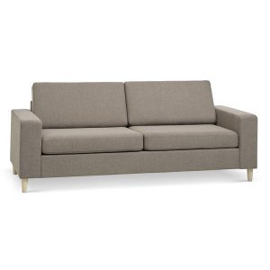 Pan 2,5-sits soffa - antilop beige polyestertyg och naturligt trä