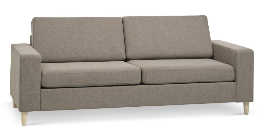 Pan 2,5-seters sofa - antilope beige polyesterstoff og naturlig tre