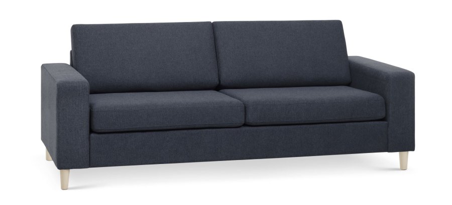 Pan 2,5-seters sofa - bltt polyesterstoff og naturlig tre