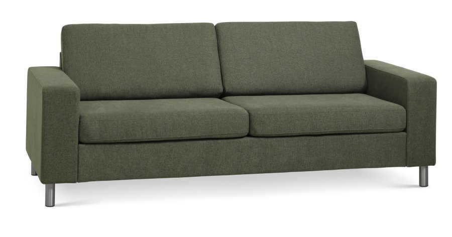 Pan 2,5 seter sofa - vinter mosegrnt polyesterstoff og brstet aluminium