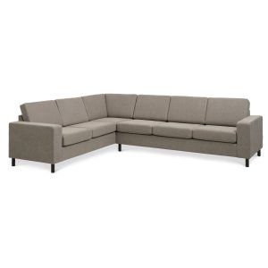 Pan set 7 corner hjrnesofa - antelope beige polyester stof og sort tr