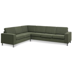 Pan set 7 corner hjrnesofa - vinter mosgrn polyester stof og brstet aluminium