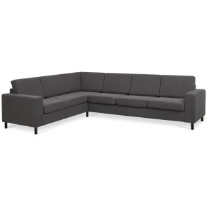 Pan set 7 corner hjrnesofa - antracitgr polyester stof og sort tr