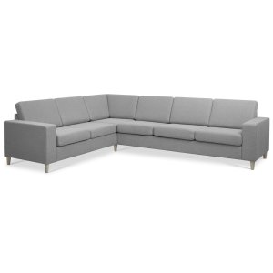 Pan set 7 corner hjrnesofa - gr polyester stof og natur tr