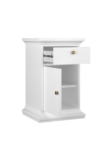 TVILUM Paris natbord, m. 1 l�ge og 1 skuffe - hvid folie/sp�nplade (43.6x40)