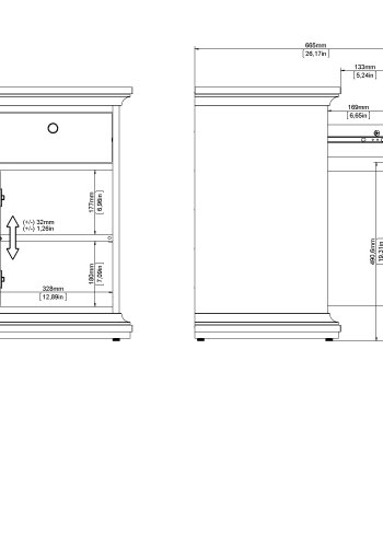 TVILUM Paris Nachttisch, m. 1 Tür, 1 Schublade, 1 Regal - mattgraue Folie/Spanplatte (43,6x40)