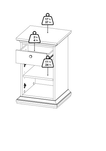 TVILUM Paris Nachttisch, m. 1 Tür, 1 Schublade, 1 Regal - mattgraue Folie/Spanplatte (43,6x40)
