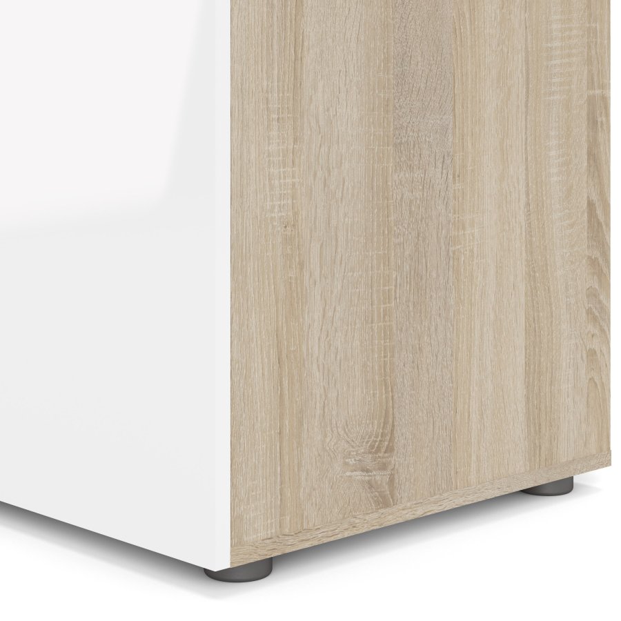 TVILUM Pepe Kleiderschrank 3-türig - ParcelOak Struktur Weiß Hochglanz