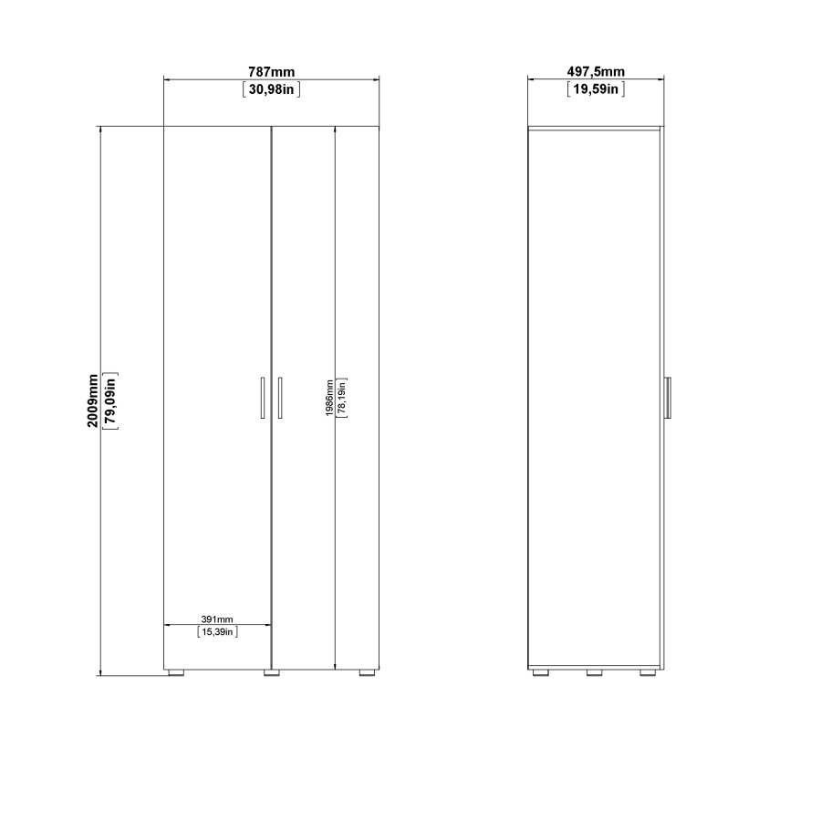 TVILUM Pepe Kleiderschrank 2 Türen - ParcelMatt Black Matt Black