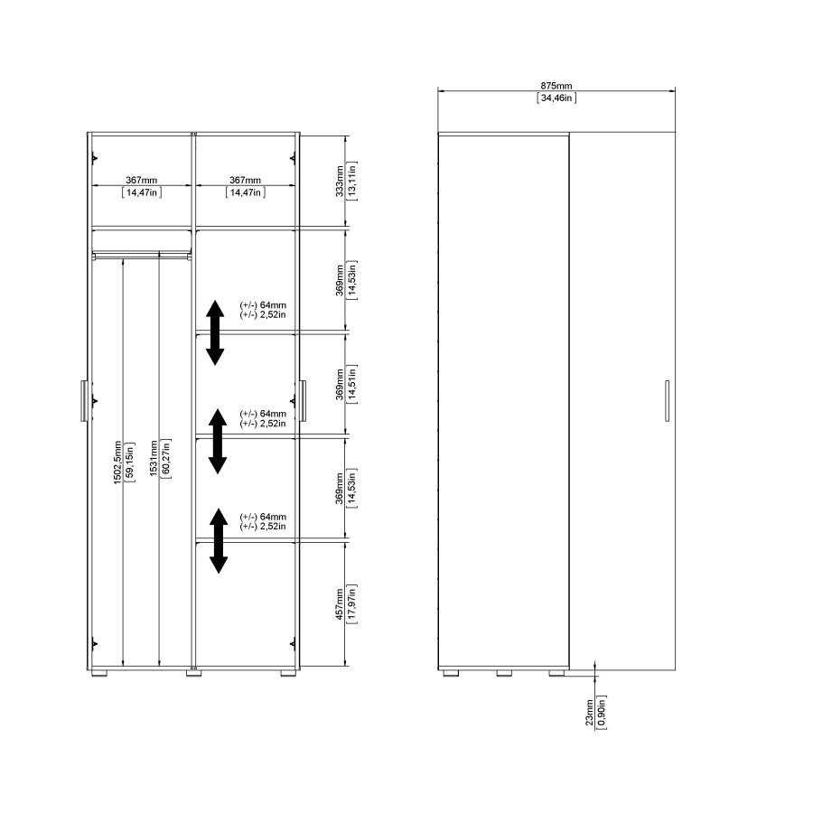 TVILUM Pepe Kleiderschrank 2 Türen - ParcelMatt Black Matt Black
