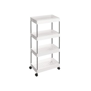 SONGMICS F�rvaringsvagn med 4 v�ningar, Rullvagn med hjul, Platsbesparande K�ksvagn f�r Kontor och Badrum, 40 x 22 x 86 cm, Vit KSC10WT