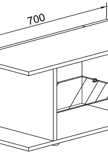 VCM NORDIC Plexalo L TV-bord, m. 1 glasshylle - svart tre (70x30)