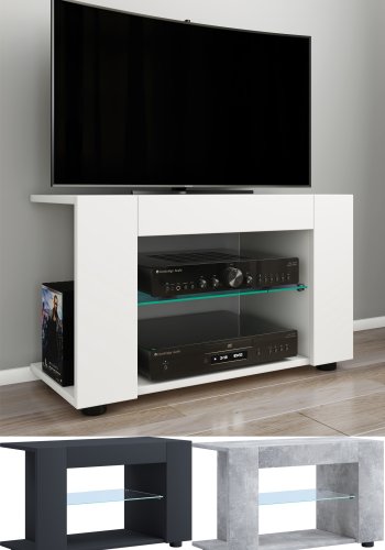 VCM NORDIC Plexalo L TV-bord, m. 1 glasshylle - grtt tre (70x30)