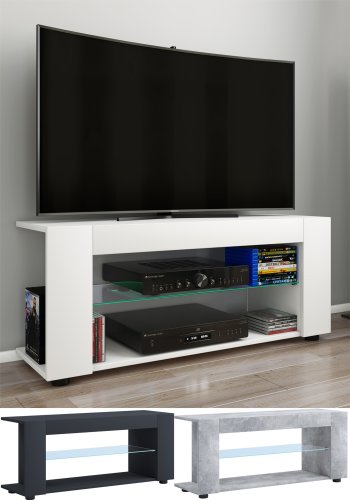 VCM NORDIC Plexalo XL TV-bord, m. 1 glasshylle - grtt tre (110x30)
