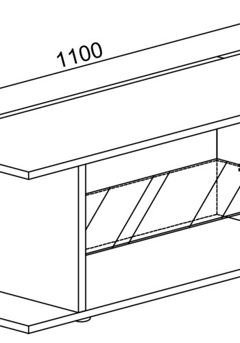 VCM NORDIC Plexalo XL TV-bord, m. 1 glasshylle - hvitt tre (110x30)
