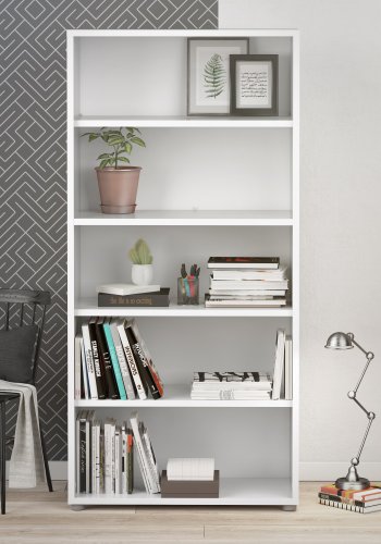 TVILUM Prima Bücherregal mit 4 Regalen – ParcelWhite (H: 186 cm x 89,2 cm x 40,1 cm)