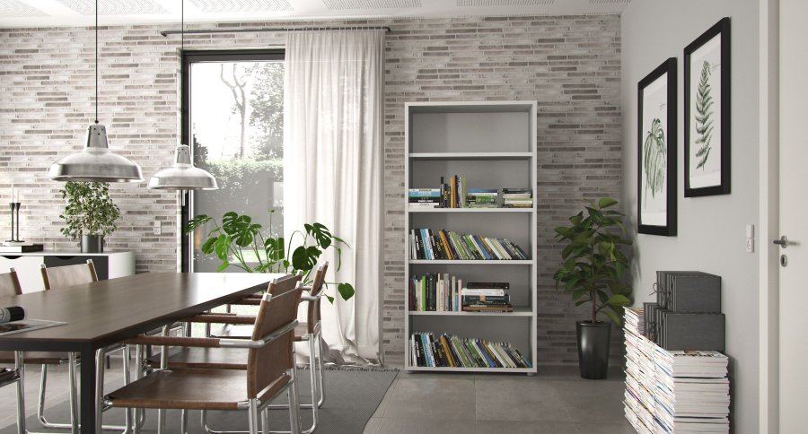 TVILUM Prima Bücherregal mit 4 Regalen – ParcelWhite (H: 186 cm x 89,2 cm x 40,1 cm)