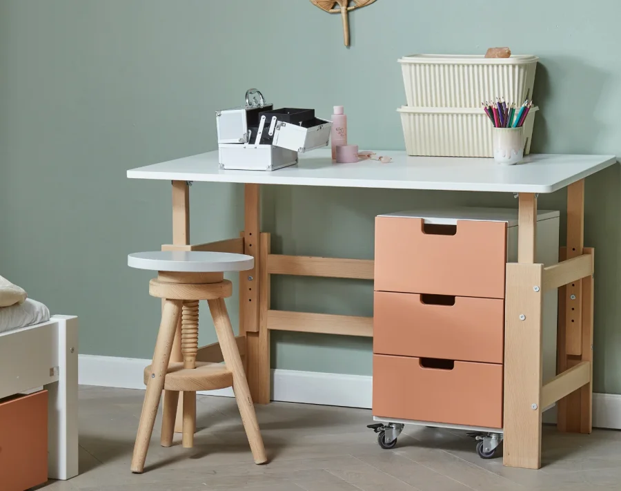 Manis-H Justerbart skrivbord med boktr�ram 115 cm - Skrivbord 115cm: 60/80X115x65cm